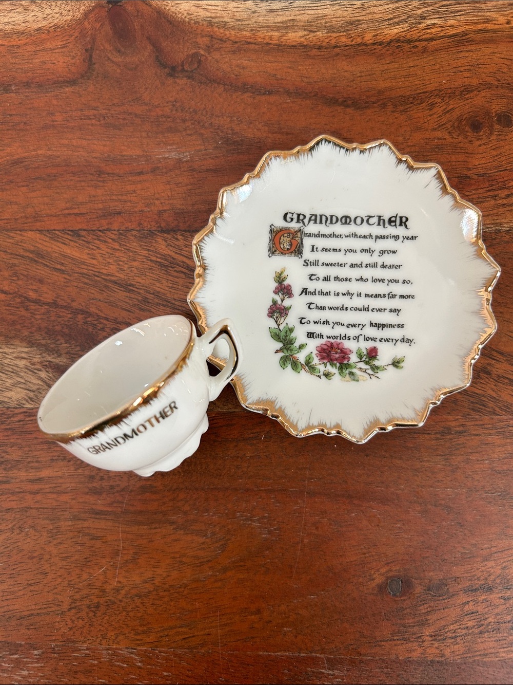 Vintage Grandmother Miniature Cup & Saucer Made in Japan